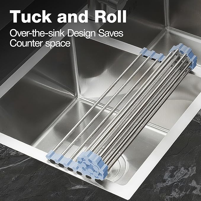 NEZUIBAN Dish Drying Rack with Roll Up and Over Sink - Image 3
