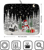 Winter Snowman Dish Drying Mat 18 X 16 in Black Microfiber Dish Pad Absorbent - Image 2
