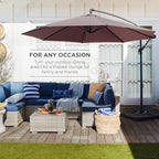 Best Choice Products 10ft Offset Hanging Market Patio Umbrella w/Easy Tilt Adjustment, Polyester Shade, 8 Ribs for Backyard, Poolside, Lawn and Garden - Deep Taupe - Image 3
