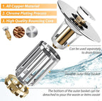 Bathroom Sink Drain Strainer, 3 in 1 Pop Up Bathroom Sink Stopper - Image 2