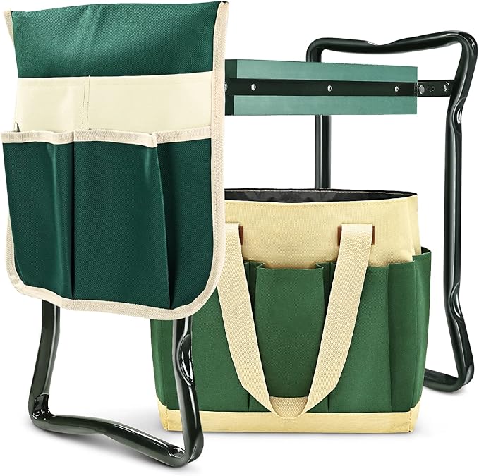 Garden Kneeler and Seat Heavy Duty, Upgraded Widened and Thickened Gardening Stools for Seniors, Foldable Gardening Bench Ergonomic Design, Effective Relief of Knee and Back Pain, Gift for Gardeners by KVR