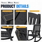 Devoko PP Material Rocking Chair Outdoor Indoor All Weather High Back Patio Rocker for Adult Heavy Duty Rocking Chair for Patio Backyard Porch Garden (Heavy Duty, Black) - Image 4