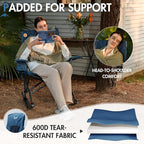 Portal Outdoor Rocking Chair Camping Folding Portable Rocker with Cup Holder Side Pocket Carry Bag, Support 350LBS (Mesh Blue) - Image 4