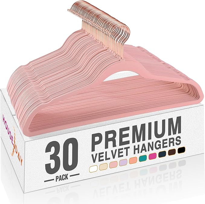 HOUSE DAY Velvet Hangers 30 Pack, Premium Non-Slip Felt Hangers, Sturdy Pink by HOUSEDAY