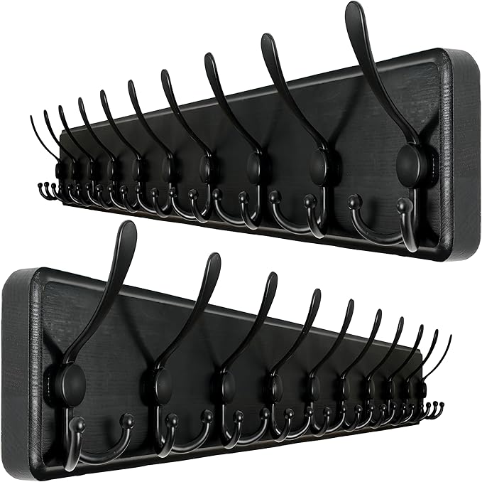 WEBI Coat Rack Wall Mount, 38 9/16" Long, 10 Tri Hooks by WEBI