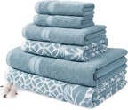 Modern Threads Trefoil Filigree 6-Piece 100% Cotton Towel Set – Reversible Yarn by ModernThreads