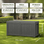 DRATO 120 Gallon Large Deck Box, Outdoor Storage Box for Patio Furniture, Patio Cushions, Gardening Tools, Pool Supplies,660lbs Weight Capacity,Waterproof Resin Storage Boxes（Black，120 Gallon） - Image 6