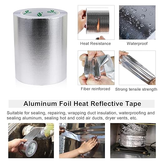 BOMEI PACK Adhesive Aluminum Foil Heat Shield Tape 1 Pack 6inch x 66ft - Image 3