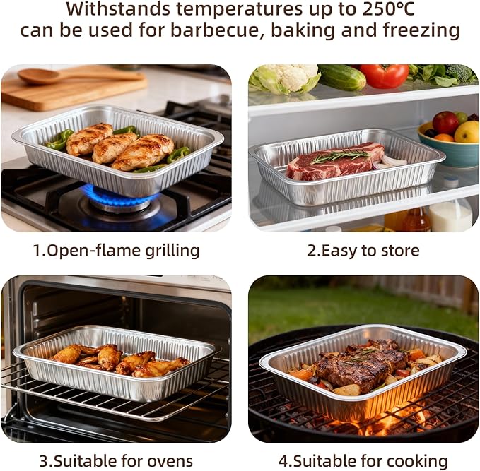 Aluminum Foil Pan with Lids, Heavy Duty Disposable Aluminum Baking Pans - Image 5
