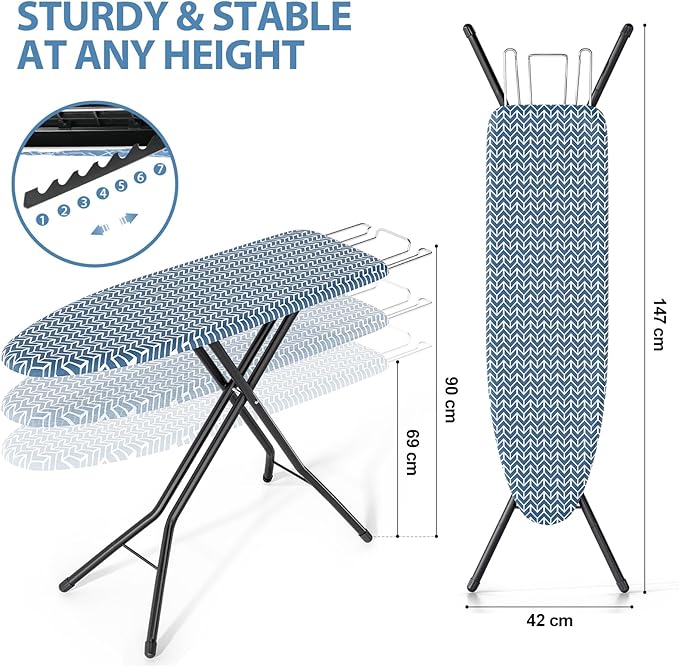 KINGBOARD Foldable Ironing Board Full Size, Iron and Ironing Board Set Standard - Image 2