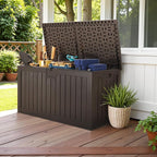 Devoko 240 Gallon Double-Wall Deck Box with Divider, Side Handles, Resin Outdoor Large Storage Box Waterproof and Lockable for Patio Furniture, Garden, Pool (Brown) - Image 5