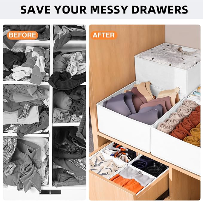 Criusia Closet Drawer Organizer Clothes, 15 Pack White Dresser Organizer - Image 2