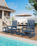 GarveeLife Poly Lumber Rocking Chair Outdoor - HDPE High Back Porch Rocker Chairs for Adults - All Weather Resistant Furniture for Patio - Navy Blue - Image 6