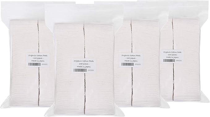 Japanese Organic Cotton Pads 100 Pieces 100% Organic Unbleached by AMOZA