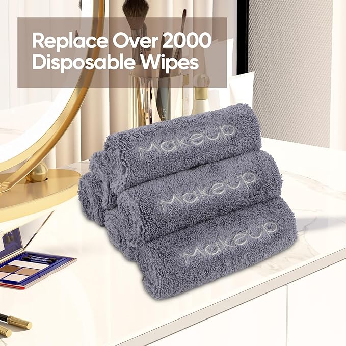 HOMEXCEL Makeup Remover Wash Cloth 6 Pack, Soft Quick Dry Facial Cleansing - Image 5