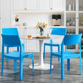 VECELO 4 Pack Stackable Dining Chairs, Plastic Patio Chairs for Indoor Outdoor Use in Kitchen, Poolside, No Assembly, Matte Blue by VECELO