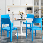 VECELO 4 Pack Stackable Dining Chairs, Plastic Patio Chairs for Indoor Outdoor Use in Kitchen, Poolside, No Assembly, Matte Blue by VECELO