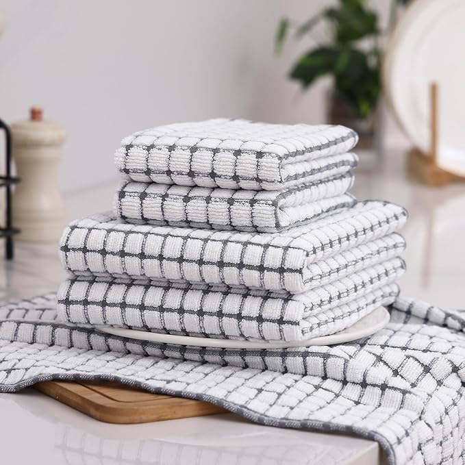 Homaxy Kitchen Towels and Dishcloths Set, 16 x 25 and 12 x 12 Inches, Super - Image 8
