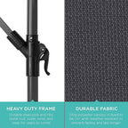 Best Choice Products 10ft Offset Hanging Market Patio Umbrella w/Easy Tilt Adjustment, Polyester Shade, 8 Ribs for Backyard, Poolside, Lawn and Garden - Gray - Image 6
