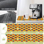Kitchen Mat Rainbow Half Circle Star Dish Drying Mat 16"x24" Bsorbent Coffee - Image 3