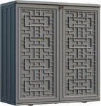 Indoor Outdoor Storage Cabinet Waterproof with Shelf,Plastic Storage Sheds Outdoor Cabinets for Patio/Garden/Backyard, Size 34.3''L*15''W*36.2''H（Gray） by Mrosaa