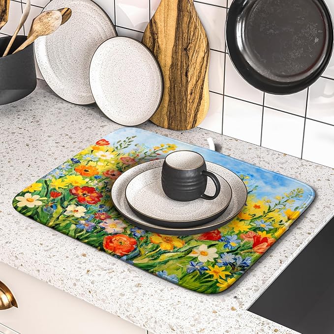 Spring Summer Floral Dish Drying Mat - Image 5