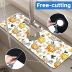 Thanksgiving Sink Faucet Absorbing Mat Pumpkin Floral Leaves Sink Splash Guard - Image 7