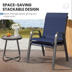 Patio Table and Chairs Set - 3 Piece Outdoor Stackable Dinging Chairs for All Weather,Breathable Garden Furniture for Deck Garden Backyard (Navy Blue) - Image 5