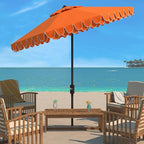 SAFAVIEH 9ft Outdoor Patio Umbrella, Round, Valance, Orange, Auto Crank Tilt, UV Resistant for Deck, Backyard, Poolside (PAT8006O) - Image 2