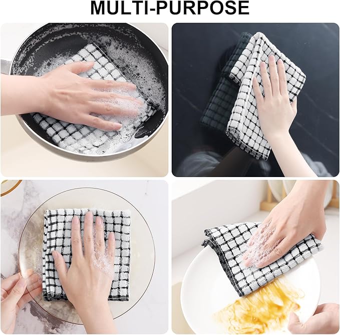 Kitinjoy Cotton 8 Pack Terry Kitchen Dish Cloths, 12 x 12 Inches Super Soft and - Image 4