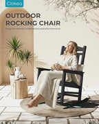 Ciokea Oversized Outdoor Rocking Chairs Set of 3, 380lbs Heavy-Duty Large Patio Rocker, High Back Cozy Porch Chairs, Weather Resistant Patio Rocking Chairs for Outside, Fire Pit, Deck, Black - Image 8