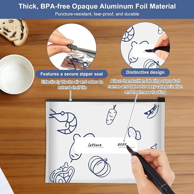 30 PCS Reusable Aluminum Foil Sealable Storage Bags, 2026 New Resealable Vacuum - Image 4