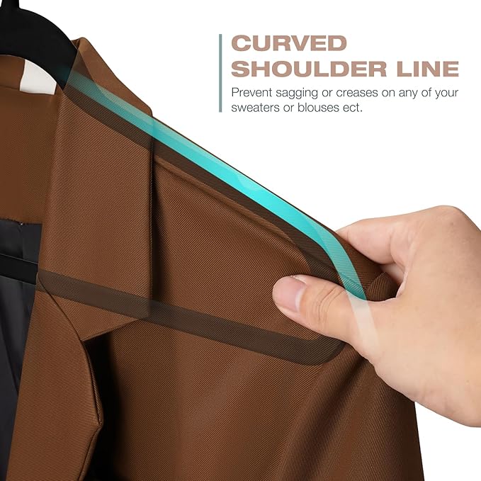 50 Pack Black Velvet Hangers, Coat Hanger Non Slip, Heavy-Duty, Space Saving - Image 5