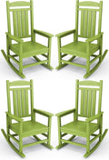 KINGYES HDPE Outdoor Rocking Chair Set of 4, All-Weather Poly Patio Rocking Chairs with 330lbs Support for Adults, Pistachio Green by KINGYES