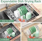 Dish Drying Rack in Sink, Extendable Stainless Steel Dish Drainers - Image 3
