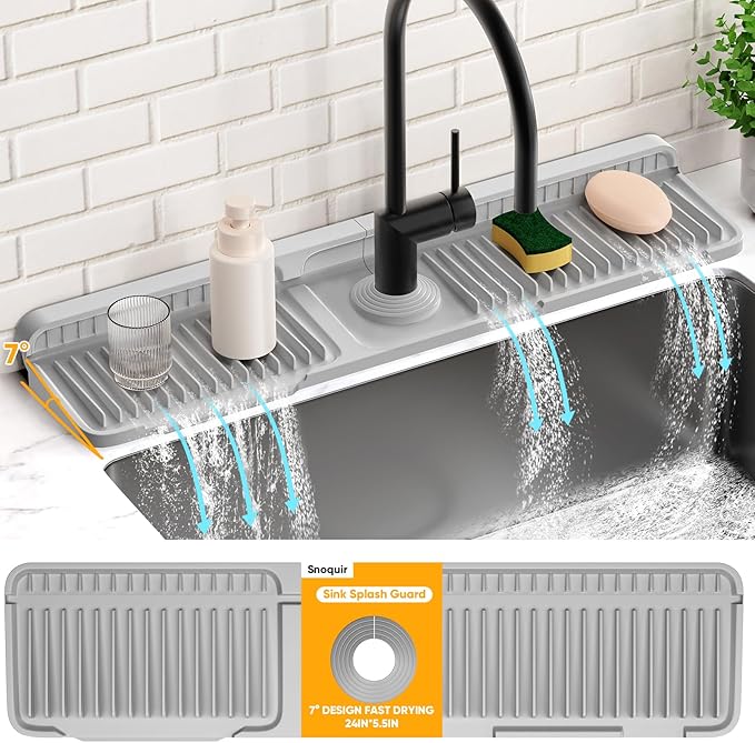 24'' Folding Faucet Mat for Kitchen Sink Splash Guard Kitchen Sink Faucet Mat - Image 9