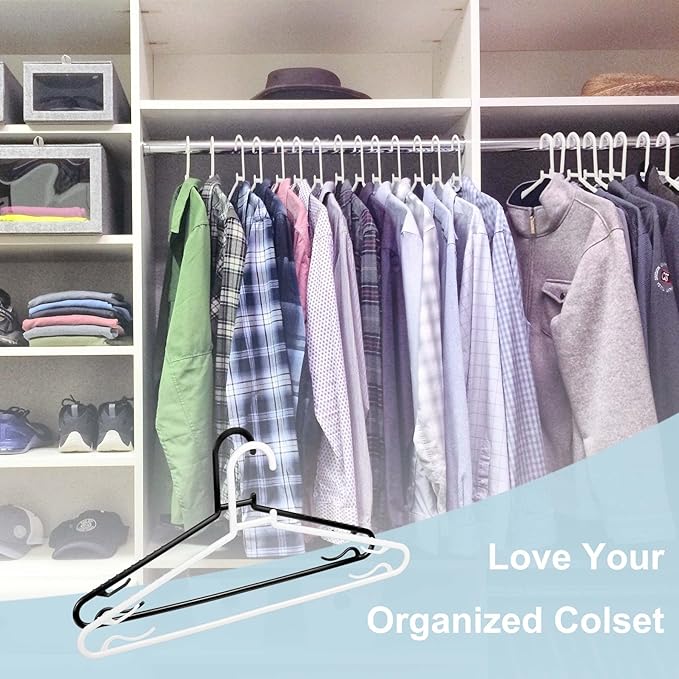 Plastic White Hangers 50 Pack, Light Weight Durable Clothes Hangers G-Shape - Image 7