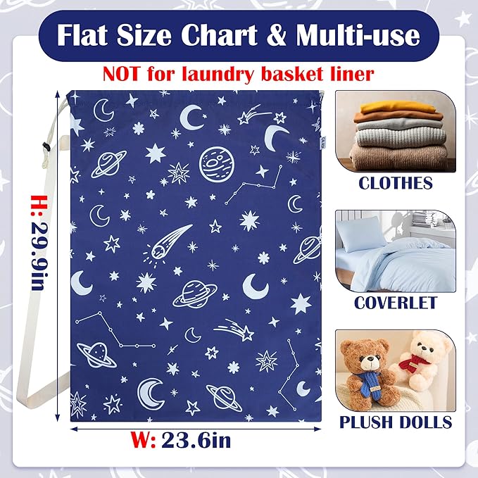 Canvas Laundry Bag with shoulder Strap 24"W x 29"H, Large Drawstring Dirty - Image 2