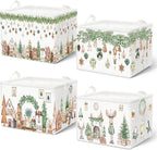 4 Pack Christmas Storage Bin Collapsible Large Christmas Storage Baskets by Bulyoou