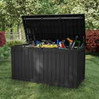 EasyUp 180 Gallon Outdoor Storage Box, Resin Waterproof UV-Resistant Deck Box with Hydraulic Lid Support, Reinforced Stability for Patio, Garden, and Poolside, Black - Image 6