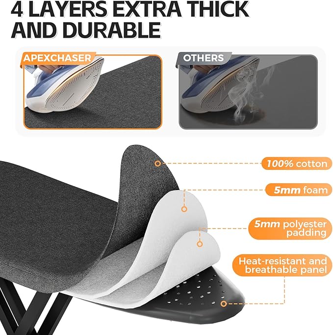 APEXCHASER Ironing Board Full Size, Iron Board and Ironing Board Set Height - Image 3