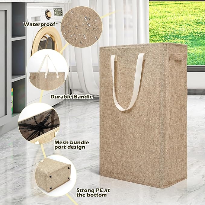 Odonata Slim Laundry Hamper Handles Collapsible Laundry Basket Thin Dirty - Image 6