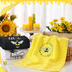 Bee Hand Towels Farmhouse Summer Yellow Bathroom Decor 14x29 Inch Embroidered - Image 3