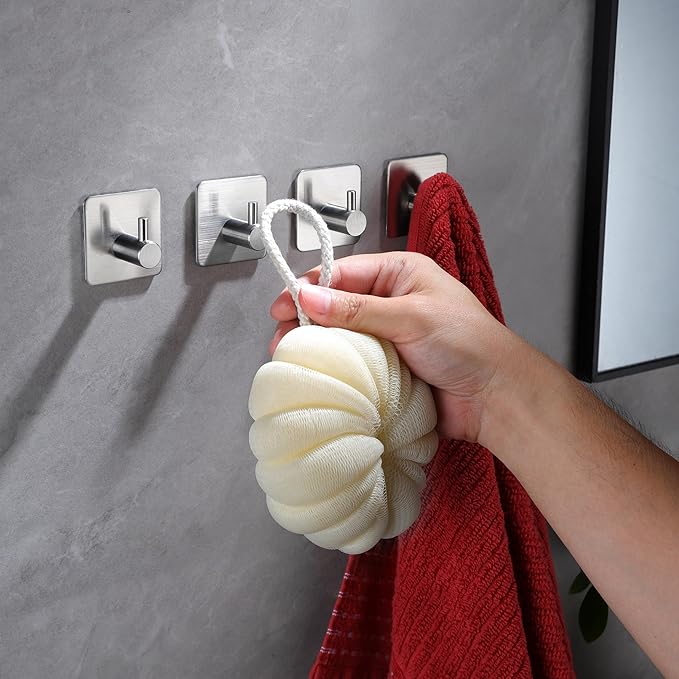 YIGII Silver Adhesive Towel Hooks - Image 2