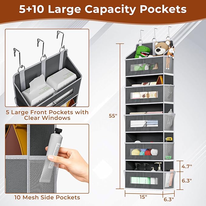 3 Packs 5-Tier Over the Door Storage Organizer - Image 2