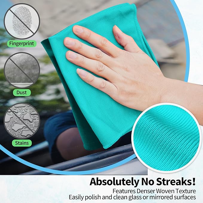 HOMERHYME Microfiber Cleaning Cloth, 12 Pack Window Glasses Cleaning Cloth - Image 3