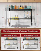 Over The Sink Dish Drying Rack, Expandable 2-Tier Stainless Steel Kitchen - Image 3