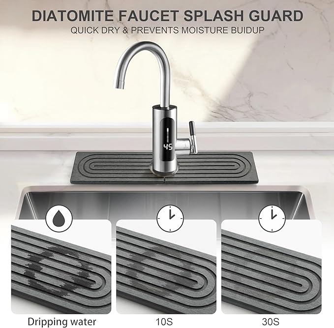Faucet Mat for Kitchen Sink, Diatomite Fast Drying Stone Sink Tray, Super - Image 2