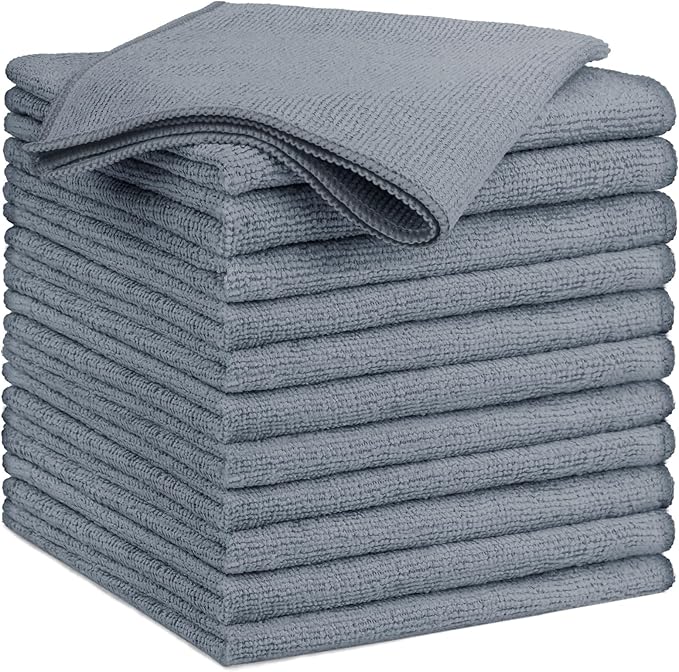 GLIMGLINT Grey Microfiber Cleaning Cloth, 12PK Reusable Cleaning Rags, Highly by Unknown