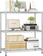 Xcity Storage Shelves, 3 Tier Heavy Duty Metal Shelving Unit with Wheels, 1050 LBS Capacity Adjustable Steel Wire Shelf Organizer for Pantry, Kitchen, Garage, 14" D x 24" W x 30" H, Chrome by Unknown